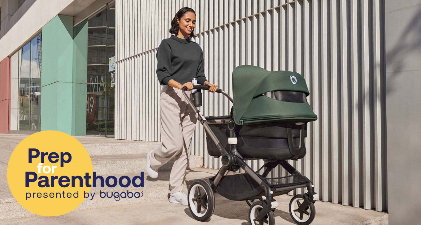 Mom pushing stroller, Prep for Parenthood presented by Bugaboo
