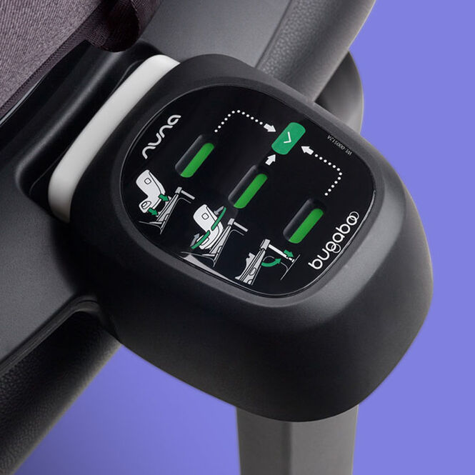 Green safety indicator on the Bugaboo 360 ISOFIX Base by Nuna.