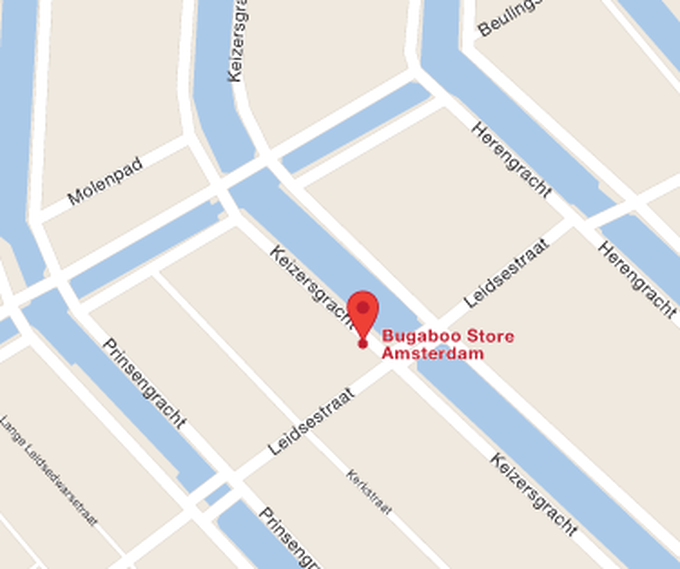Map showing location of Bugaboo store in Amsterdam