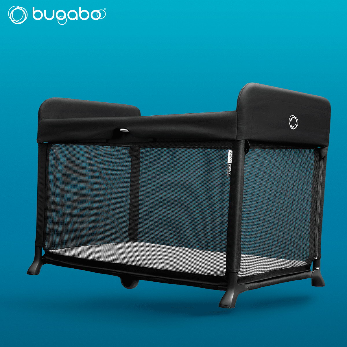 Animated gif of the Bugaboo Stardust unfolding on a blue background.