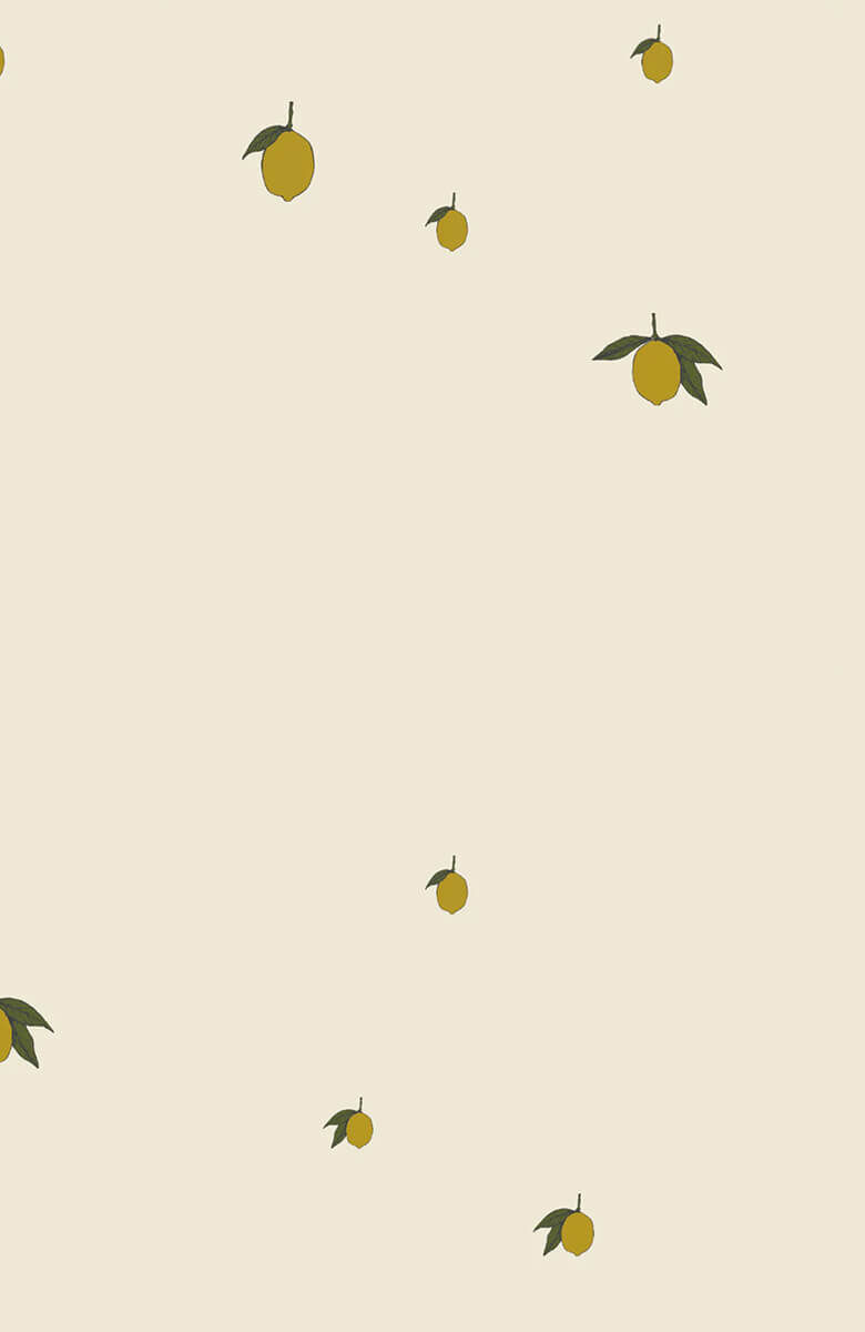 A decorative background with Konges Sløjd's signature lemon print.