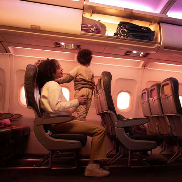 Mom and baby on a plane