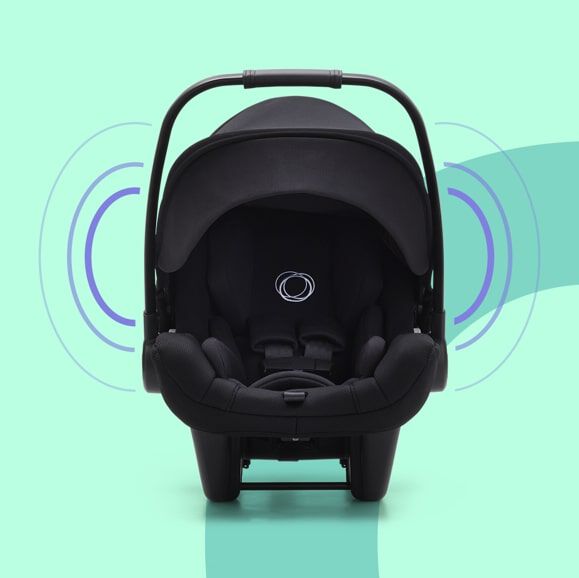 Bugaboo Turtle Air by Nuna car seat with graphics highlighting side impact protection.