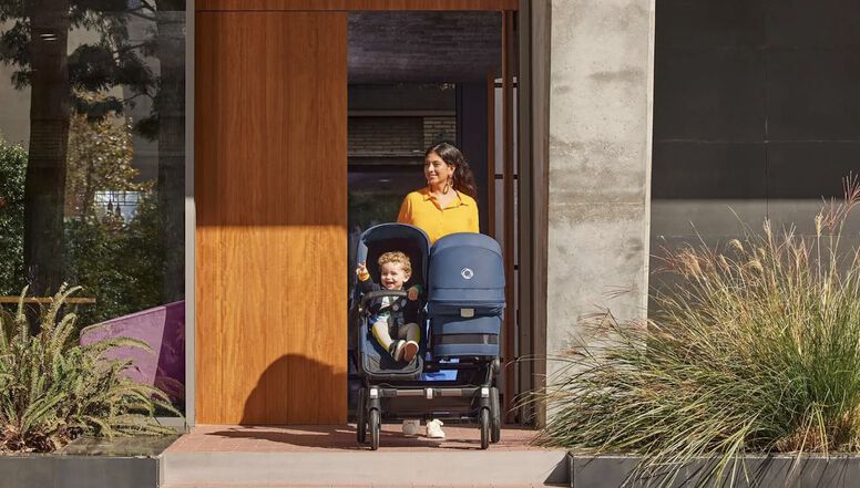 Mom heading outside for an adventure with her two kids