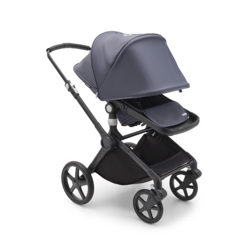 Bugaboo Fox Cub seat pushchair with sun canopy fully extended.