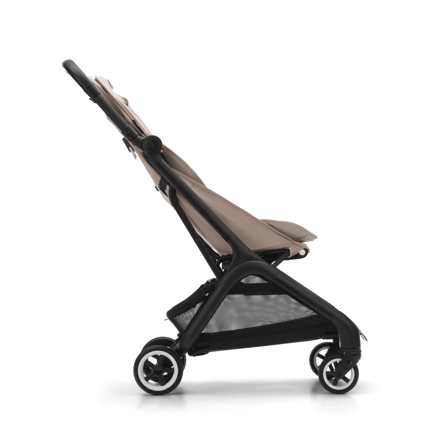 A sequence of images showing the Bugaboo Butterfly pram in motion as it folds down into an ultra-compact package.