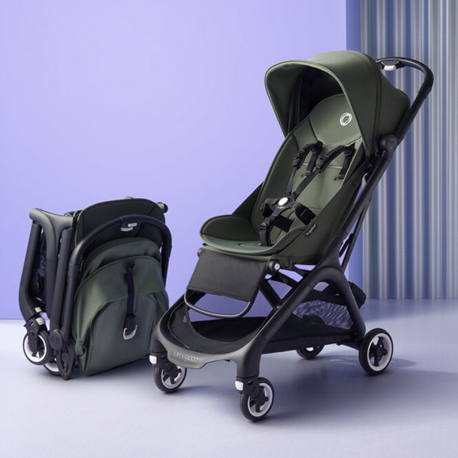 Bugaboo Butterfly pushchair in folded and unfolded positions.
