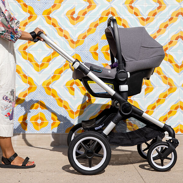 Mom pushing stroller