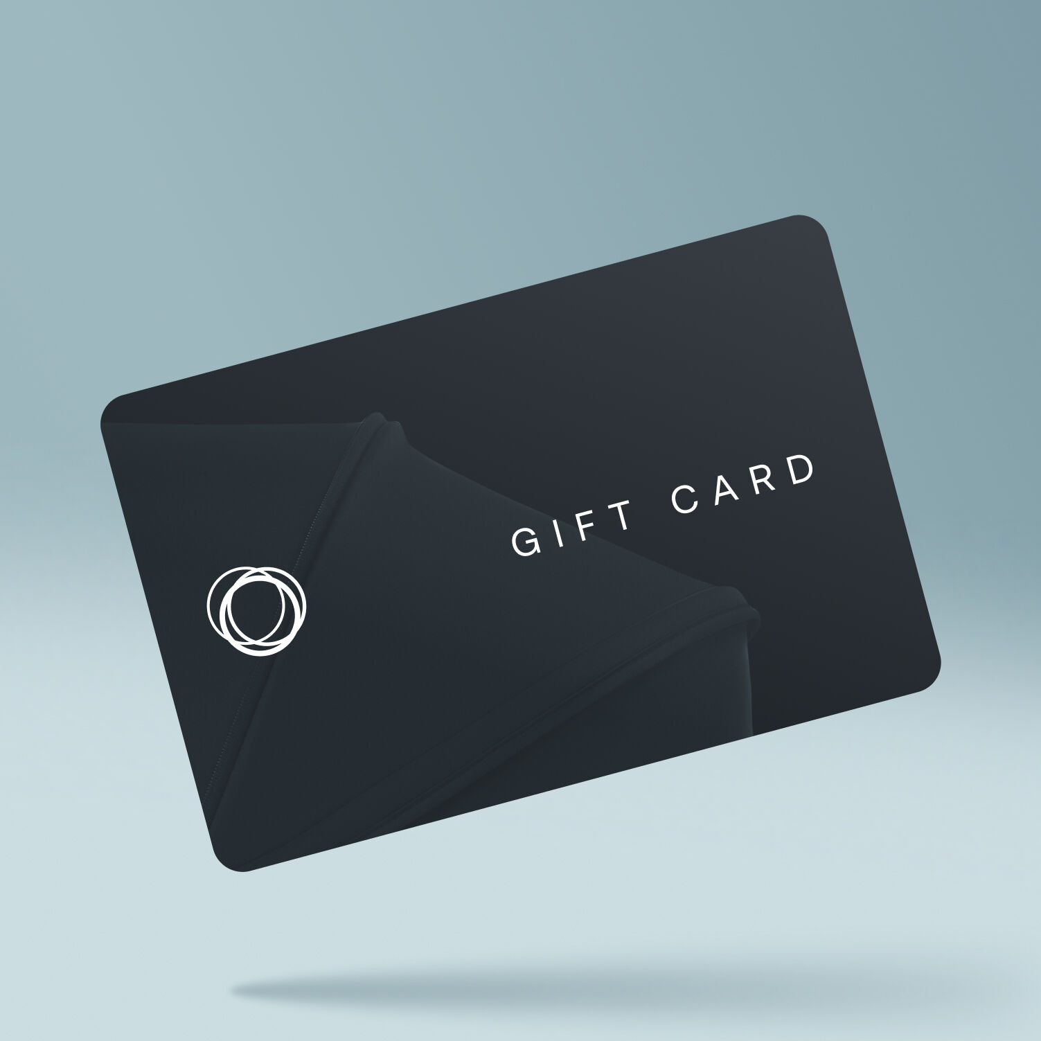 Eine schwarze Karte mit dem Bugaboo-Logo und dem Text “Geschenkgutschein” auf einem blauen Hintergrund mit Farbverlauf.