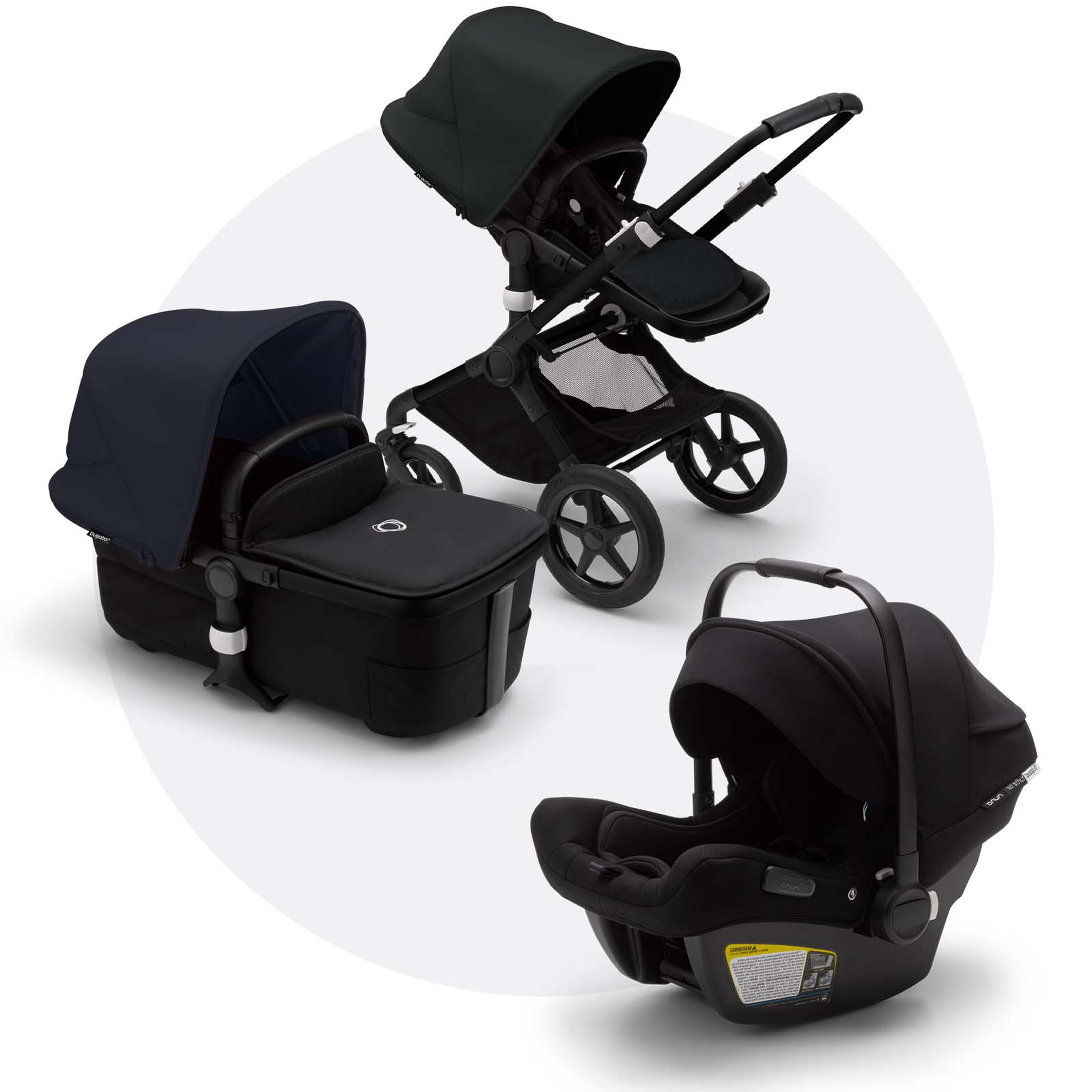 Bugaboo Fox 3 travel system black sun canopy, black fabrics, black base - Main Modal Image Slide 1 of 4