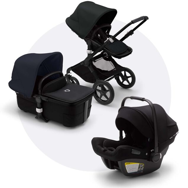 Bugaboo Fox 3 travel system black sun canopy, black fabrics, black base - Main Image Slide 1 of 4