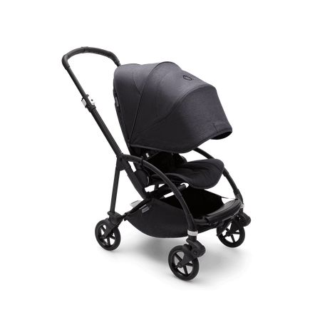 Bugaboo Bee 6 seat stroller mineral washed black sun canopy, mineral washed black fabrics, black base - view 2