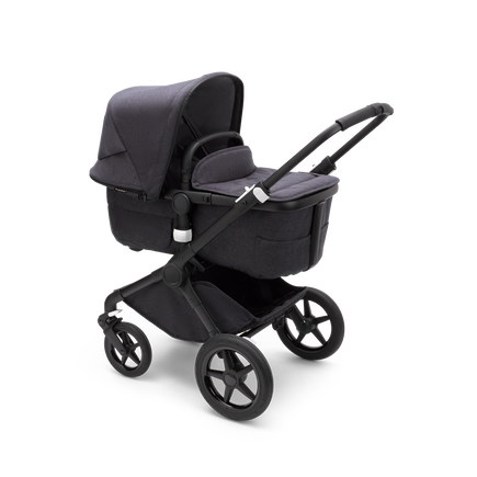 Bugaboo Fox 3 bassinet and seat stroller black base, mineral washed black fabrics, mineral washed black sun canopy - view 2