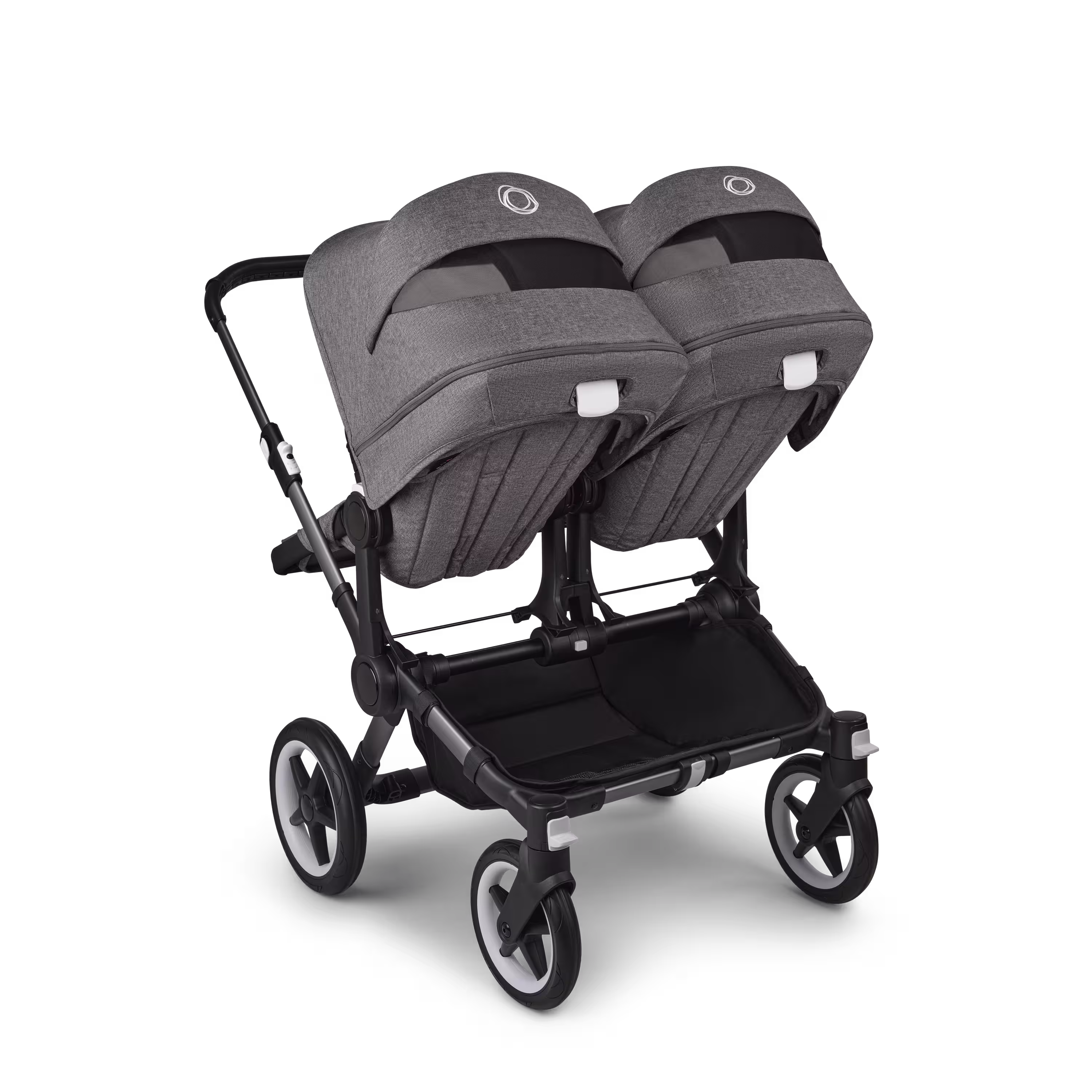 Bugaboo Donkey 5 twin stroller graphite base, grey mélange fabrics, grey mélange sun canopy - Main Modal Image Slide 4 of 12