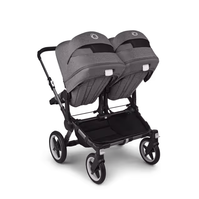 Bugaboo Donkey 5 twin stroller graphite base, grey mélange fabrics, grey mélange sun canopy - Main Image Slide 4 of 12