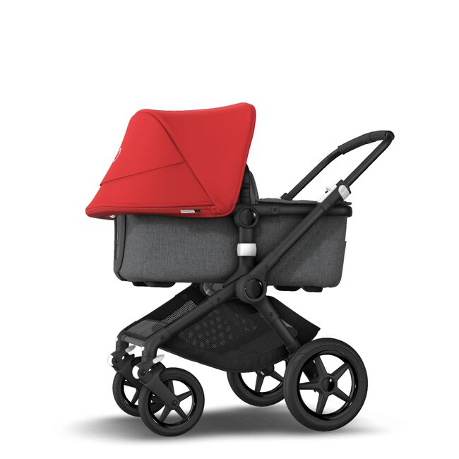 Bugaboo Fox 2 seat and bassinet stroller red sun canopy, grey melange fabrics, black base - Main Image Slide 2 of 10