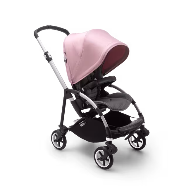 Bugaboo Bee 6 seat stroller soft pink sun canopy, grey mélange fabrics, aluminium base - Main Image Slide 1 of 2
