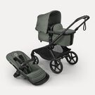 Bugaboo Kangaroo 2-in-1 stroller black base, forest green fabrics, forest green sun canopy