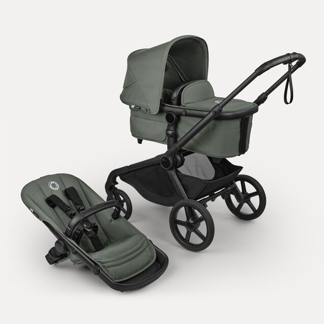 Bugaboo Kangaroo 2-in-1 stroller black base, forest green fabrics, forest green sun canopy - Main Image Slide 1 of 18