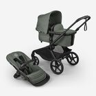 Bugaboo Kangaroo 2-in-1 stroller black base, forest green fabrics, forest green sun canopy