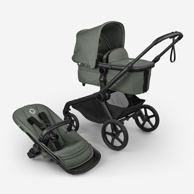 Bugaboo Kangaroo 2-in-1 stroller black base, forest green fabrics, forest green sun canopy - Main Image Slide 1 of 18