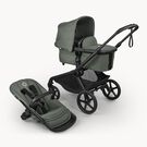 Bugaboo Kangaroo 2-in-1 stroller black base, forest green fabrics, forest green sun canopy