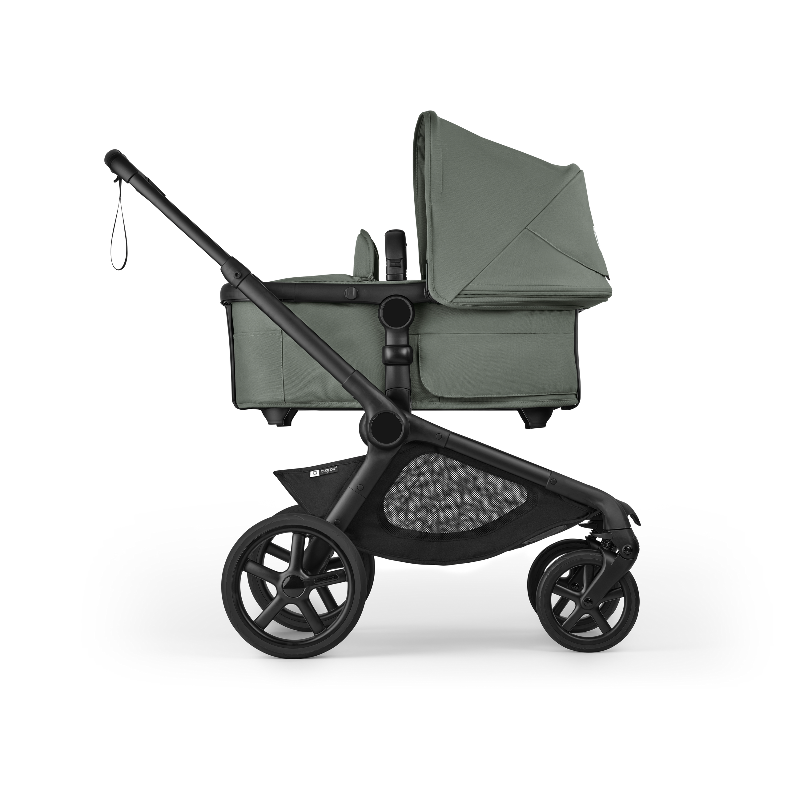 Bugaboo Kangaroo 2-in-1 stroller black base, forest green fabrics, forest green sun canopy - Thumbnail Slide 2 of 11