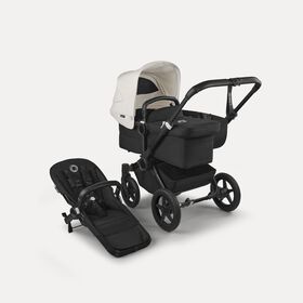 Bugaboo Donkey 5 Mono 2-in-1 stroller black base, midnight black fabrics, misty white sun canopy