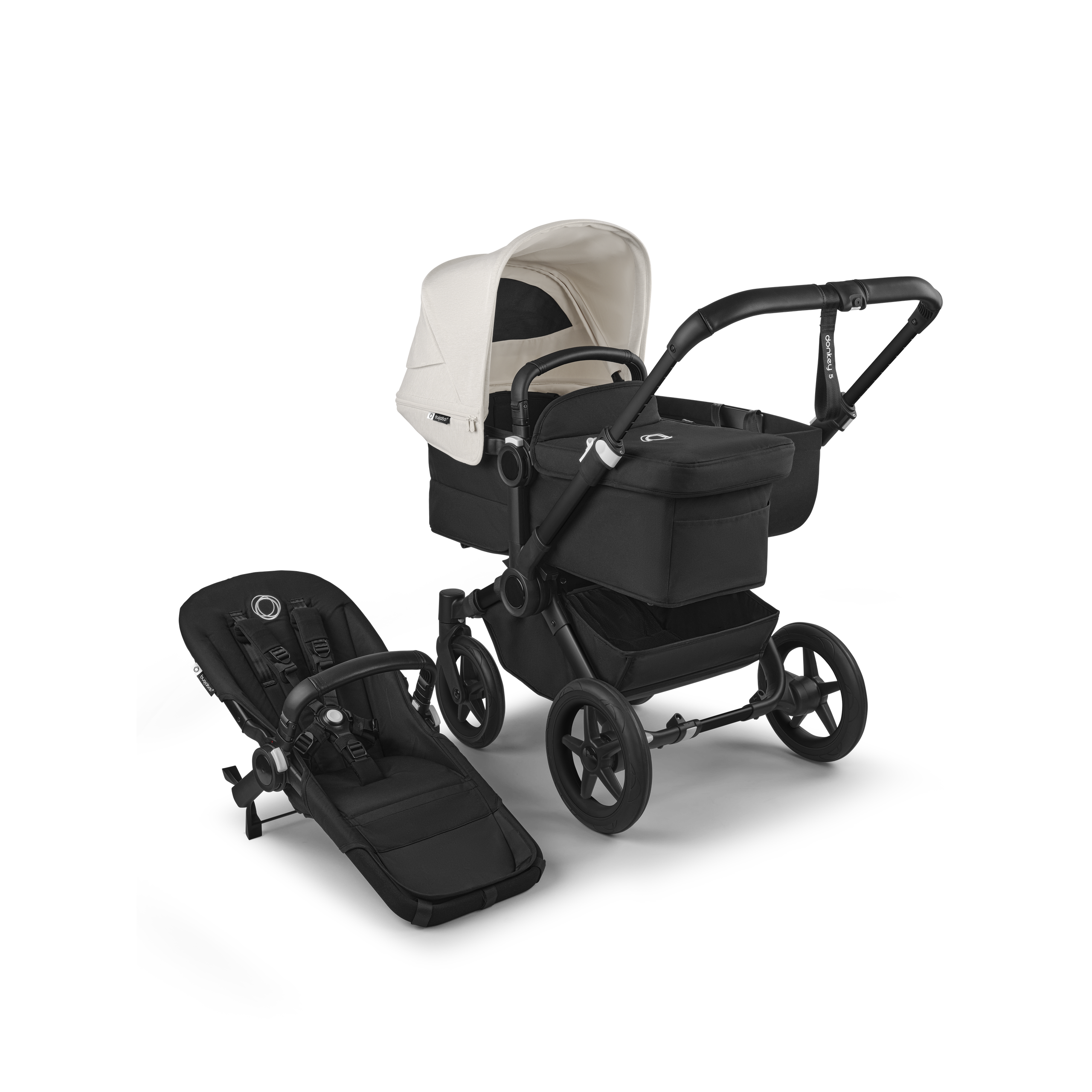 Bugaboo Donkey 5 Mono 2-in-1 stroller misty white sun canopy
