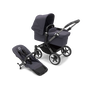 Bugaboo Donkey 5 Mono bassinet stroller with graphite chassis, stormy blue fabrics and stormy blue sun canopy, plus seat. - Thumbnail Slide 1 of 13