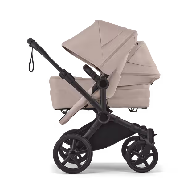 Bugaboo Donkey 6 double stroller black base, desert taupe melange fabrics, desert taupe melange sun canopy - Main Image Slide 3 of 9