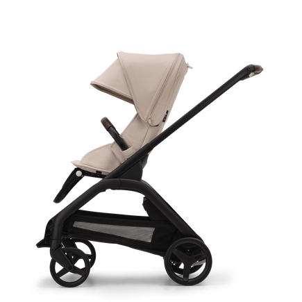 Bugaboo Dragonfly bassinet and seat pushchair black base, desert taupe fabrics, desert taupe sun canopy - view 2