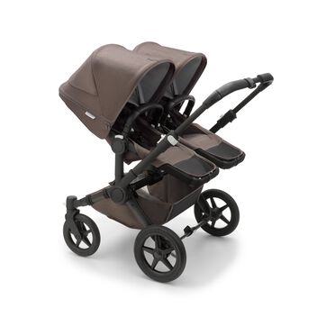 Bugaboo Donkey 5 twin stroller black base, mineral taupe fabrics, mineral taupe sun canopy - view 2