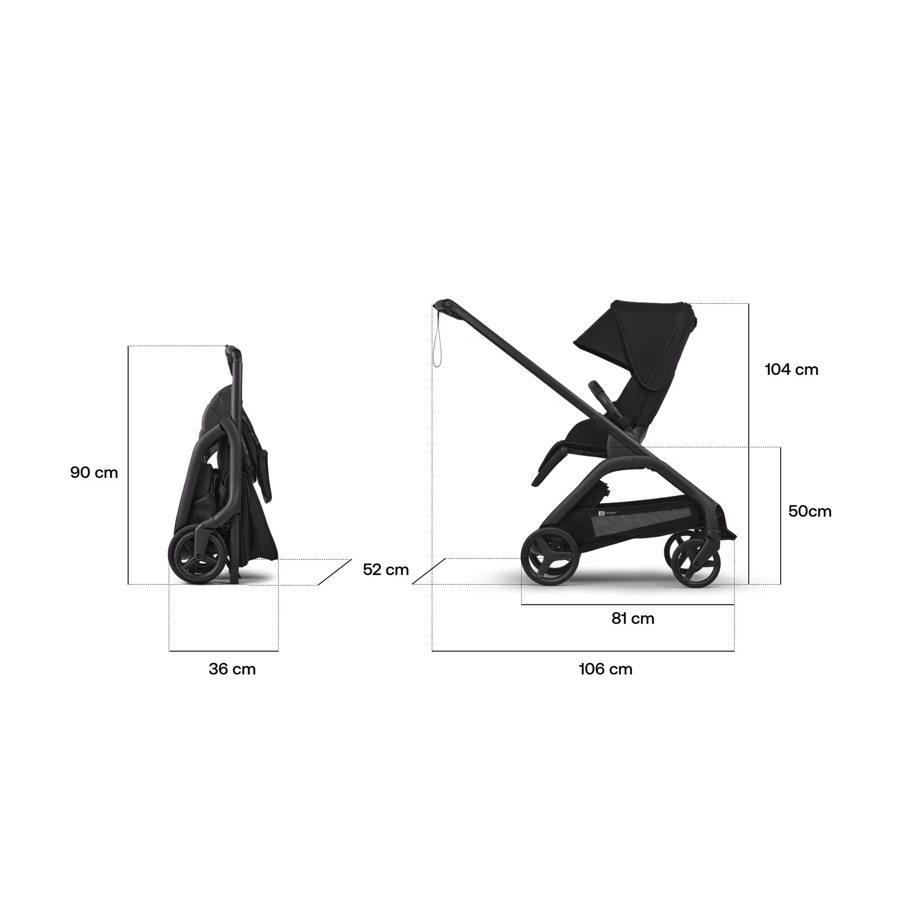 Bugaboo Dragonfly Plus seat stroller graphite base, heritage black fabrics, misty white sun canopy - Main Modal Image Slide 5 of 11