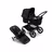 Bugaboo Fox 3  pram body and seat stroller with black frame, black fabrics, and black sun canopy. - Thumbnail Slide 1 of 7
