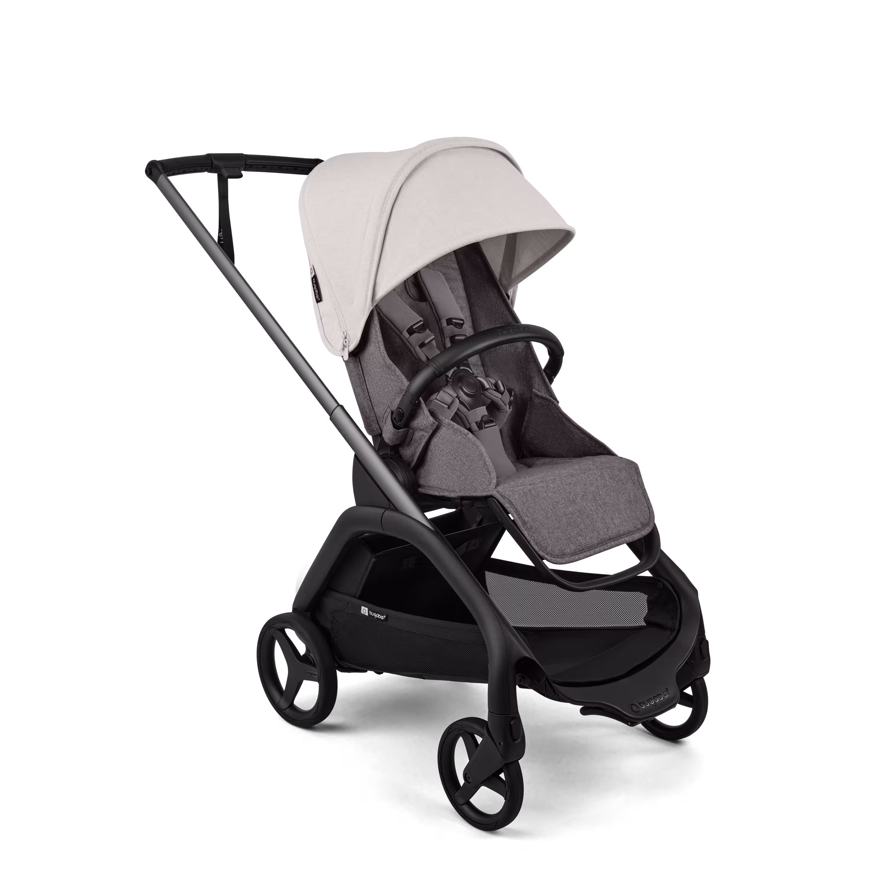 Bugaboo Dragonfly Plus seat stroller graphite base, grey melange fabrics, misty white sun canopy - Main Modal Image Slide 1 of 11