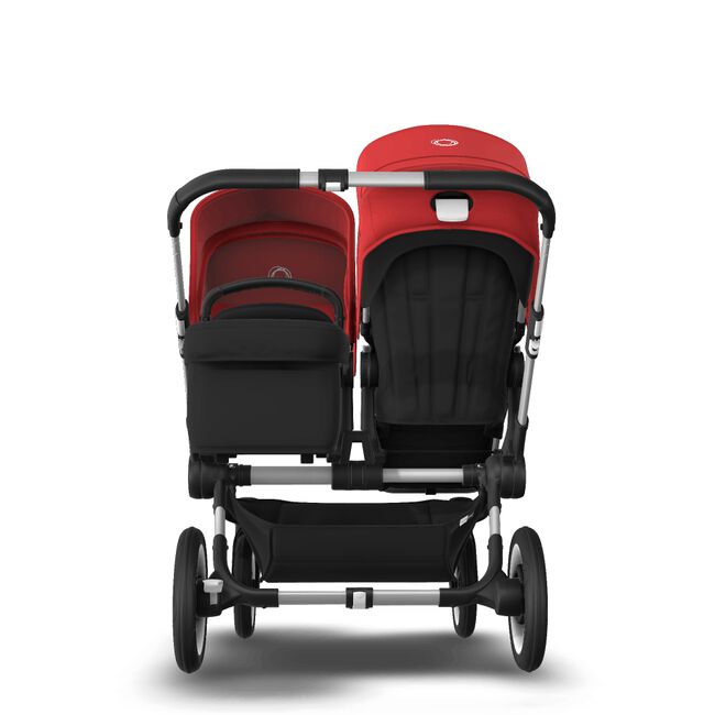 Bugaboo Donkey 3 Duo seat and bassinet stroller red sun canopy, black fabrics, aluminium base - Main Image Slide 3 of 5