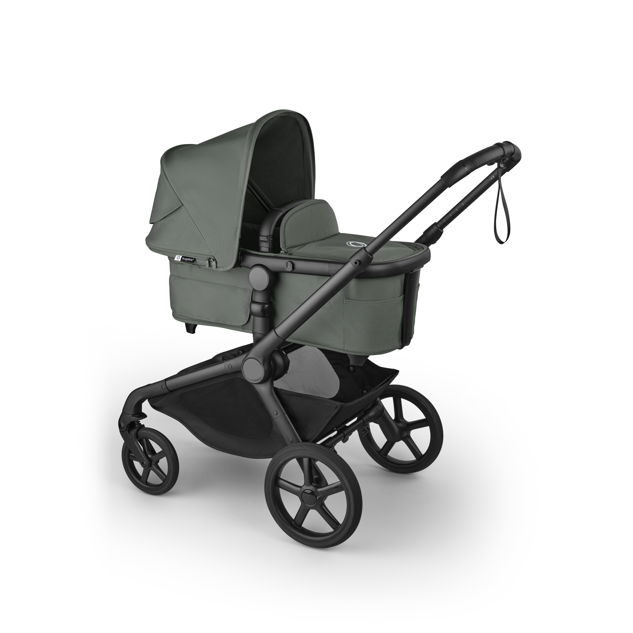 Bugaboo Kangaroo 2-in-1 pram black base, forest green fabrics, forest green sun canopy - Thumbnail Slide 3 of 12