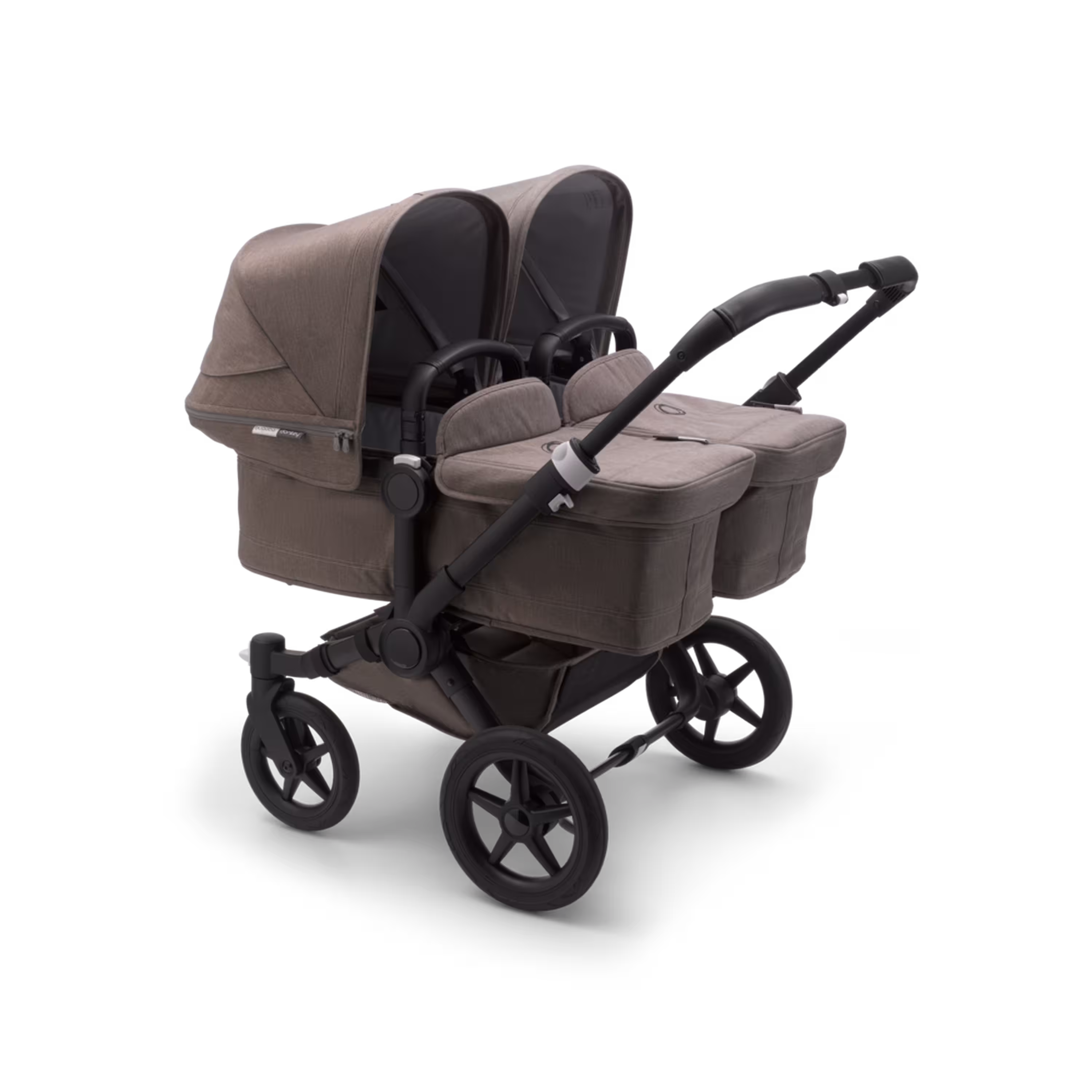 Bugaboo Donkey 3 Twin seat and carrycot pushchair mineral taupe melange sun canopy, mineral taupe melange fabrics, black base - Main Modal Image Slide 1 of 3