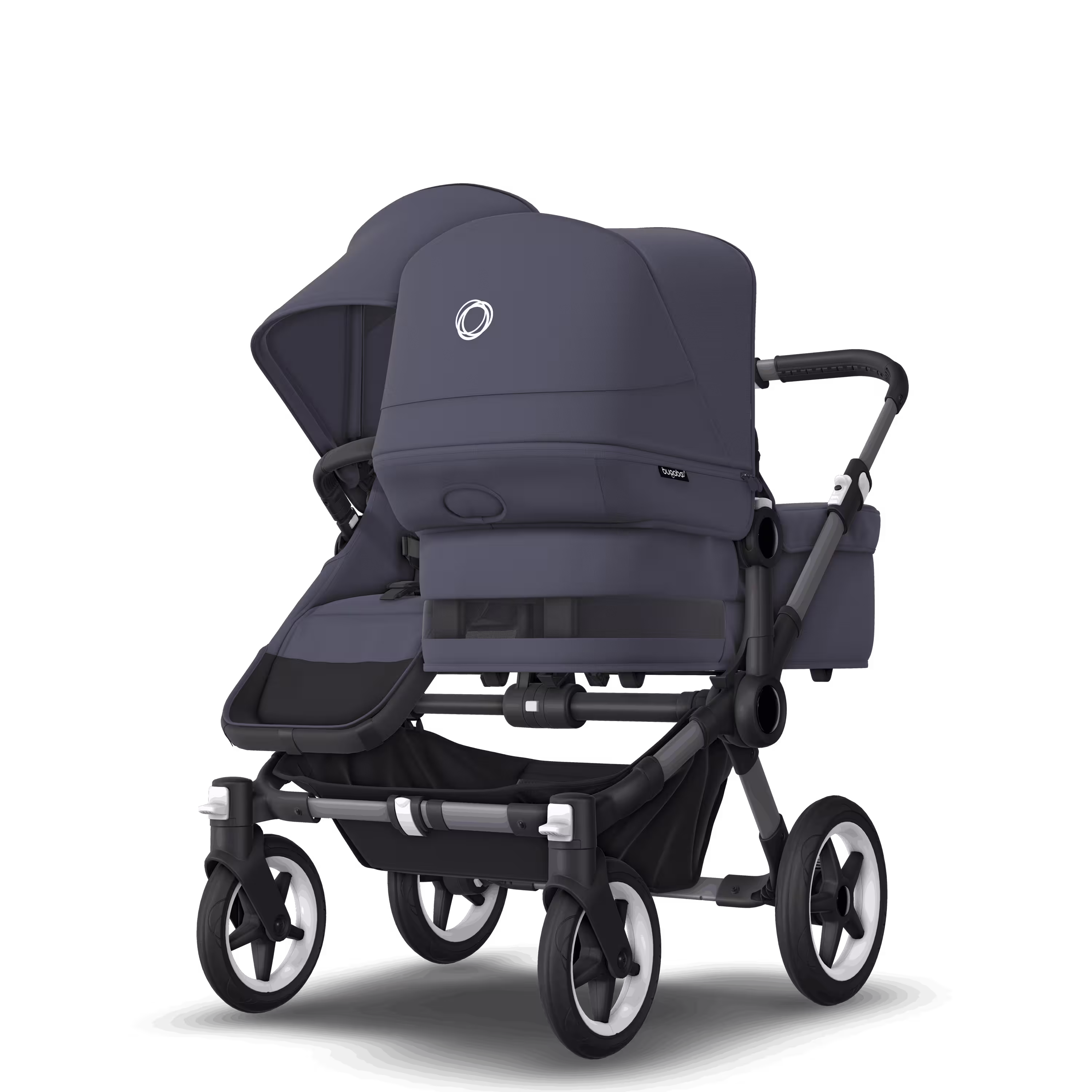 Bugaboo Donkey 5 Duo double stroller graphite base, stormy blue fabrics, stormy blue sun canopy - Main Modal Image Slide 3 of 11
