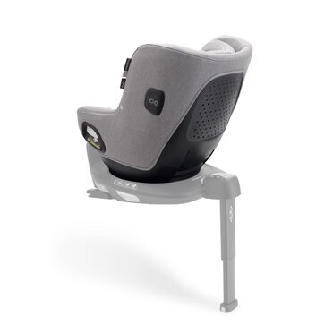 Back view of Bugaboo Owl by Nuna car seat in grey fabrics on the 360 ISOFIX Base, with stability leg extended. - view 2