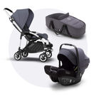 Bugaboo Bee 5 travel system steel blue sun canopy, steel blue fabrics, aluminium base