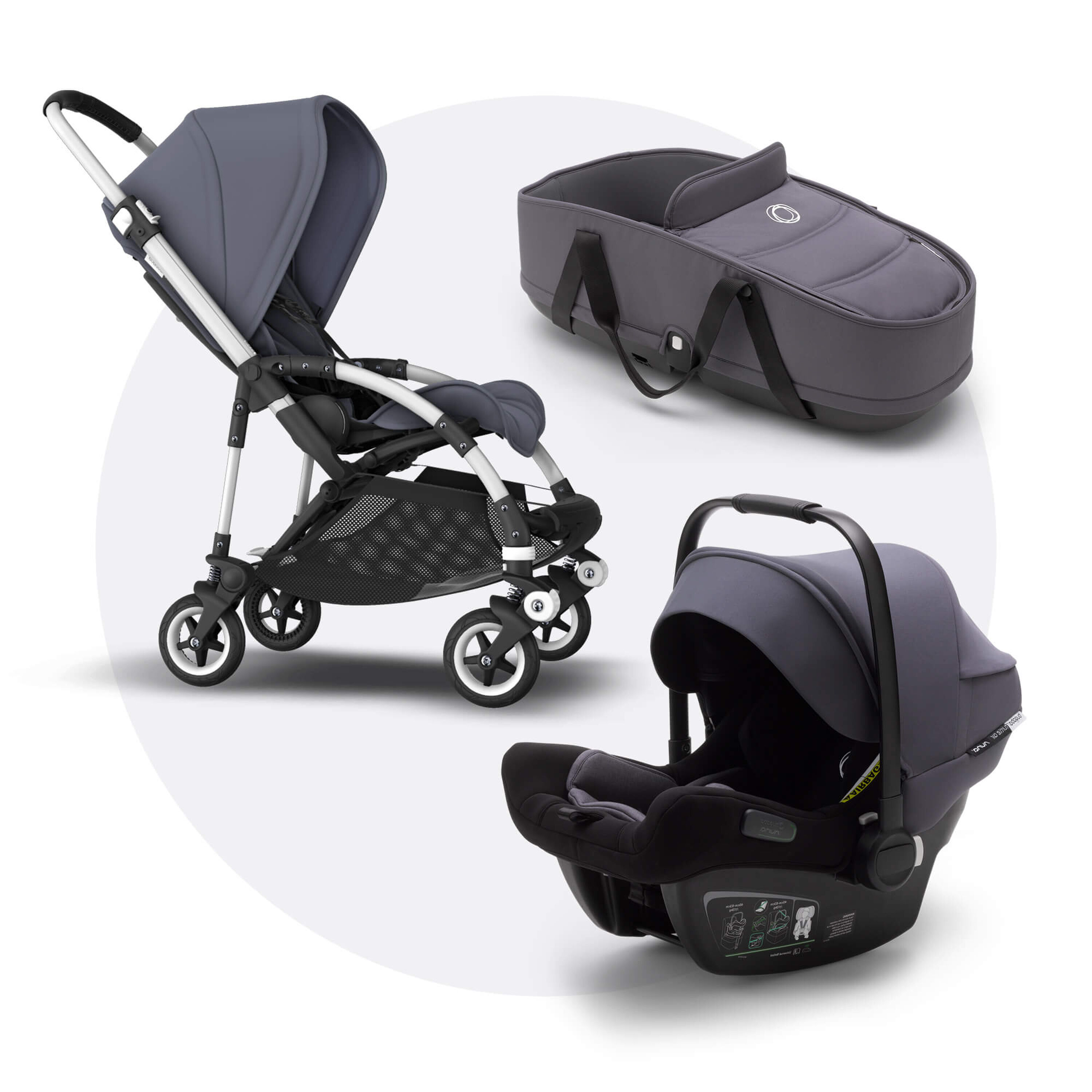 Bugaboo Bee 5 travel system steel blue sun canopy, steel blue fabrics, aluminium base - Main Modal Image Slide 1 of 15