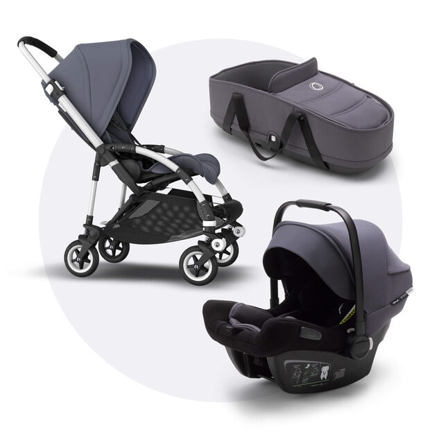 Bugaboo Bee 5 travel system steel blue sun canopy, steel blue fabrics, aluminium base - Main Image Slide 1 of 15