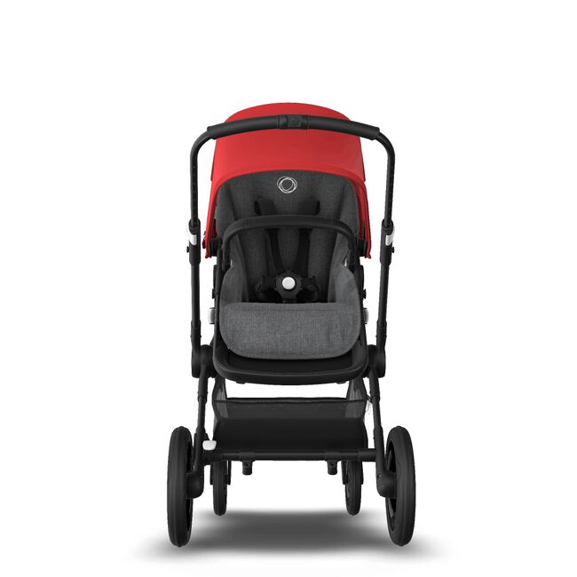 Bugaboo Fox 2 Seat and Bassinet Stroller red sun canopy grey melange style set, black chassis - Main Image Slide 3 of 6