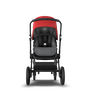 Bugaboo Fox 2 Seat and Bassinet Stroller red sun canopy grey melange style set, black chassis - Thumbnail Slide 3 of 6