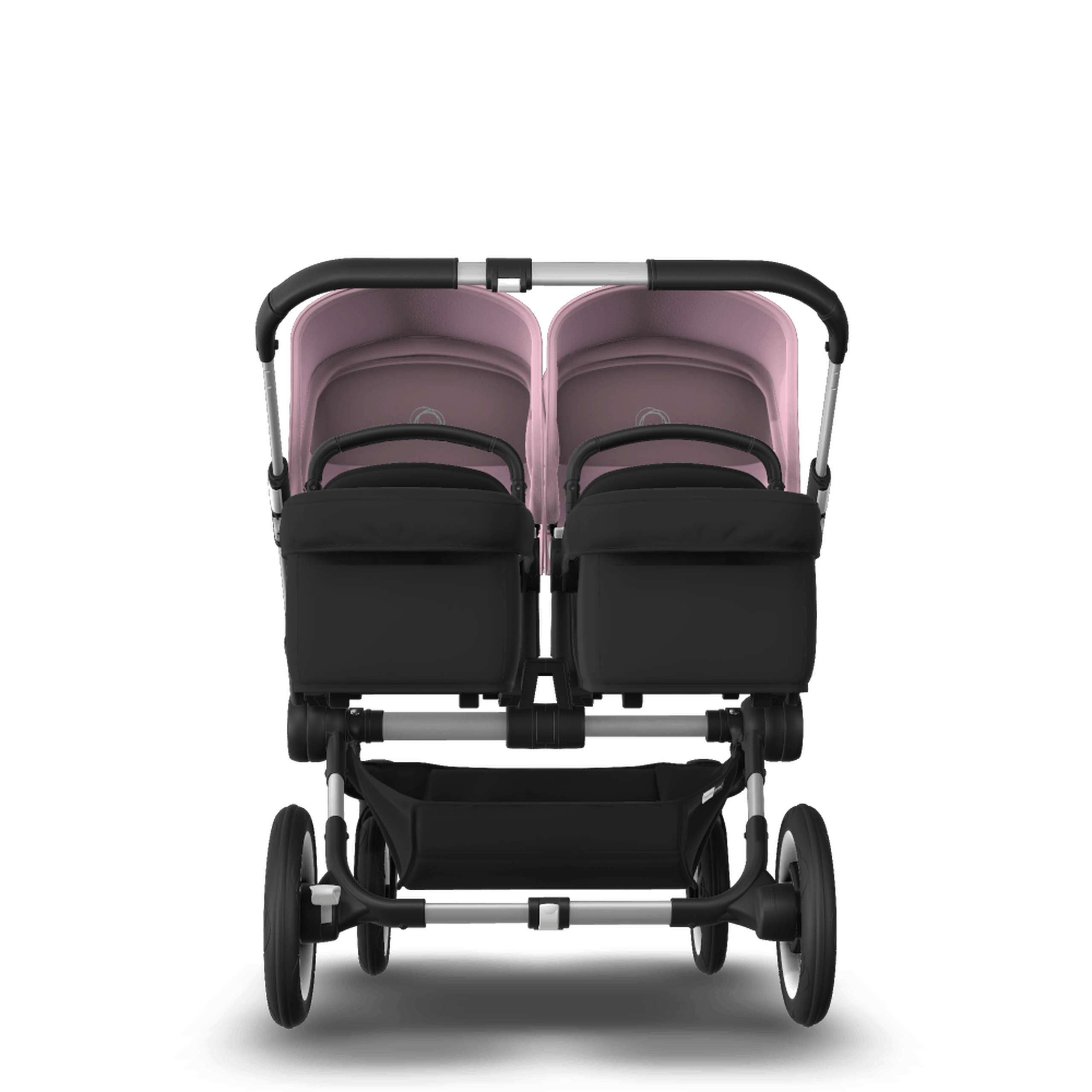 Bugaboo Donkey 3 Twin seat and bassinet stroller soft pink sun canopy, black fabrics, aluminium base - Thumbnail Slide 3 of 9
