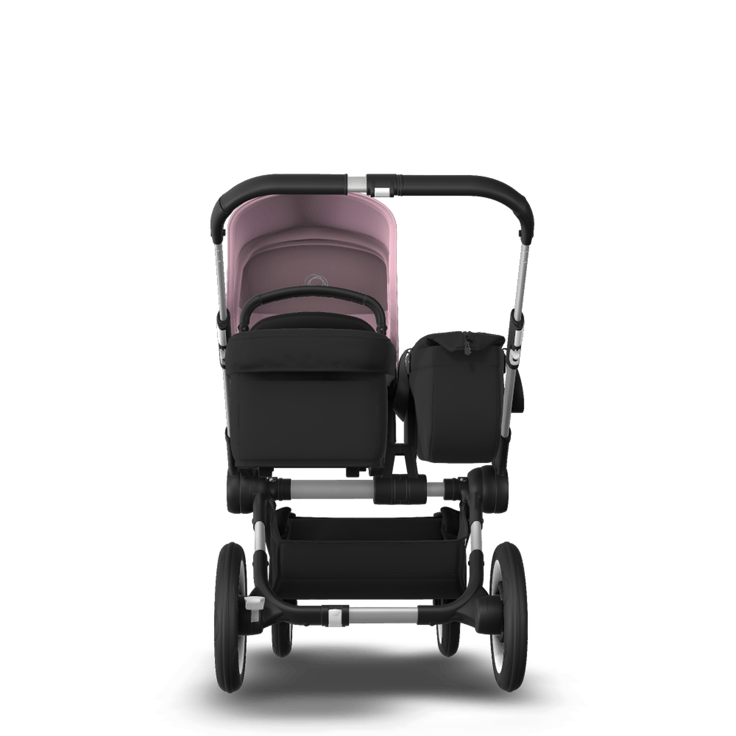Bugaboo Donkey 3 Mono seat and bassinet stroller soft pink sun canopy, black fabrics, aluminium base - Thumbnail Slide 3 of 10