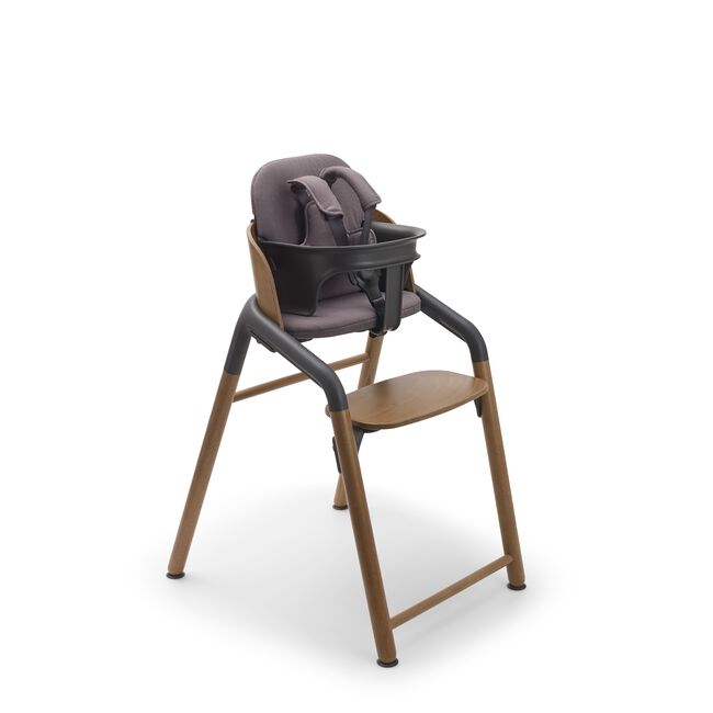 Bugaboo Giraffe chair in warm wood/grey, with baby set with harness and baby pillow set in grey. - Main Image Slide 3 of 3