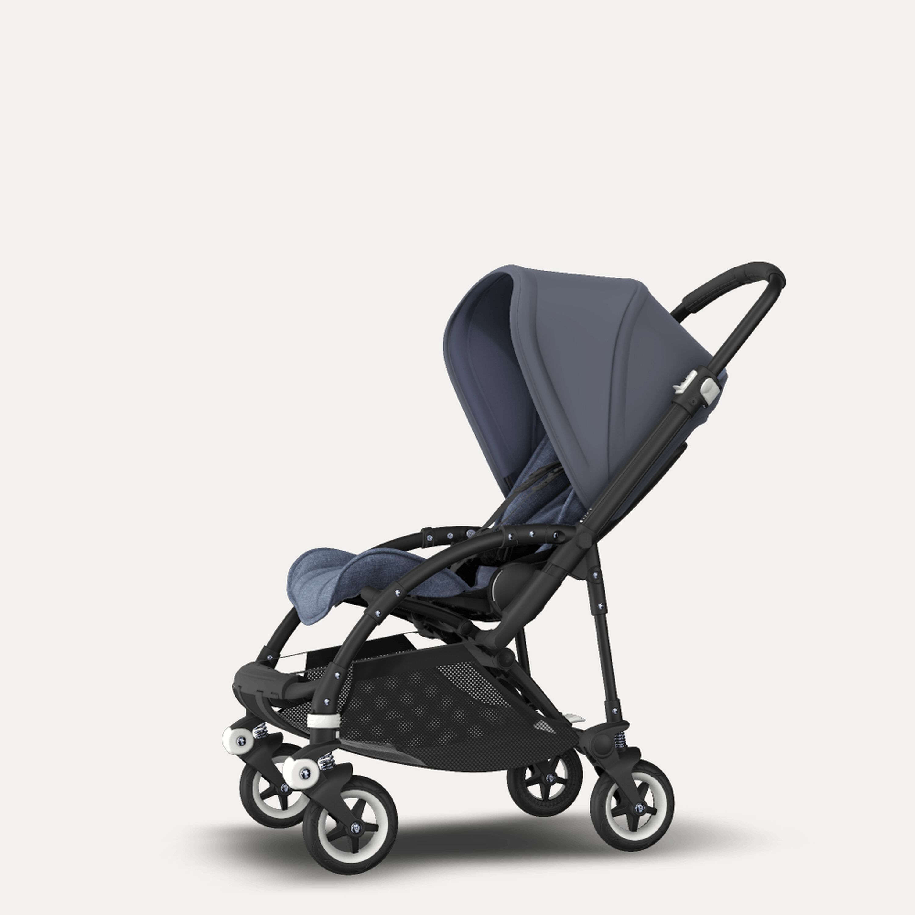 PP Bugaboo Bee 5 seat stroller steel blue sun canopy, blue melange fabrics, black base - Main Modal Image Slide 4 of 6